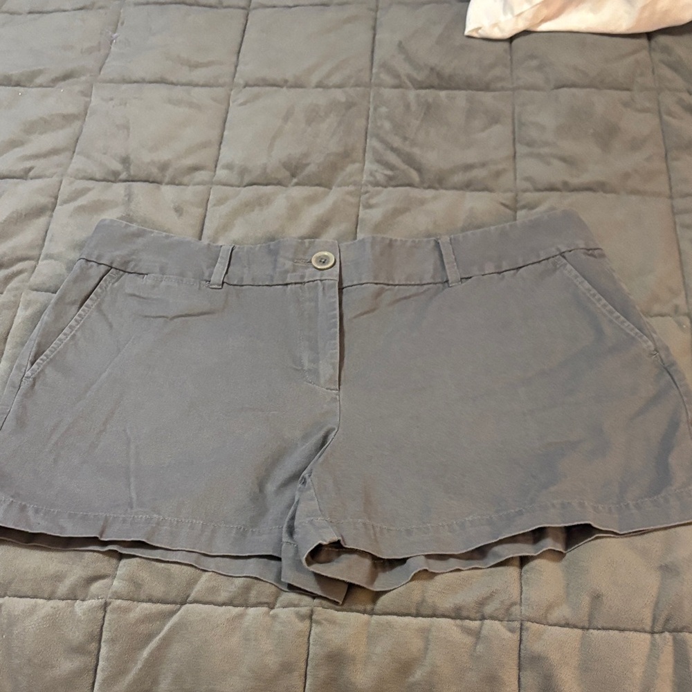 LOFT Light Gray High-Waist Cotton Shorts